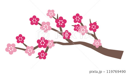かわいい梅の花のベクターイラスト 119769490