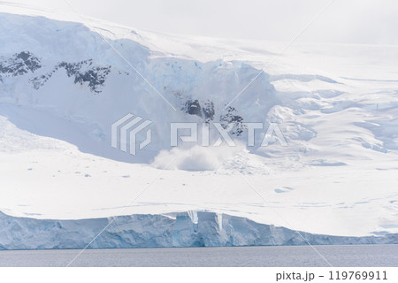 Snow fall on glacier 119769911