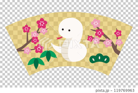 かわいい蛇の正月飾りのベクターイラスト 巳 巳年 白蛇 干支 年賀状 かわいい蛇の正月飾りのベクターイラスト 巳 巳年 白蛇 干支 年賀状 119769963