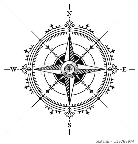 Navigation Compass Icon on White Background. Vector Navigation Compass Icon on White Background. Vector 119769974
