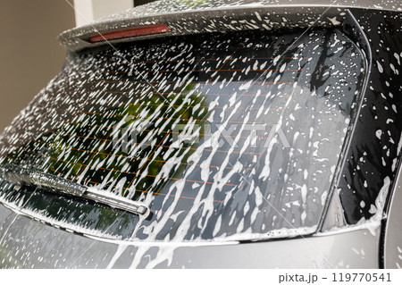car cleaning and washing with foam soap car cleaning and washing with foam soap 119770541
