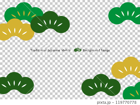 松の葉和風デザイン年賀状素材 白背景 松の葉和風デザイン年賀状素材 白背景 119770778