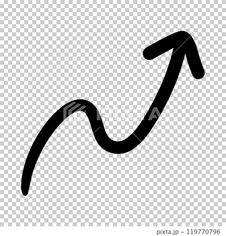 上下しながら上昇する矢印(黒) 上下しながら上昇する矢印(黒) 119770796