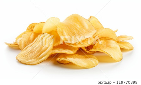 Delicious potato chips, isolated on white background. ai generated art image 119770899