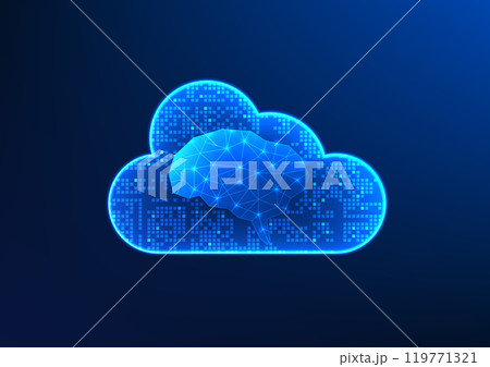 Cloud technology, inside is the brain, shows the integration of AI and cloud computing, which helps to improve the efficiency of big data management and security systems. Cloud technology, inside is the brain, shows the integration of AI and cloud computing, which helps to improve the efficiency of big data management and security systems. 119771321