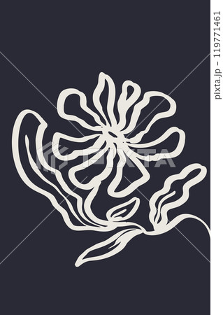 Poster or card with ink brush abstract flower sketch 119771461