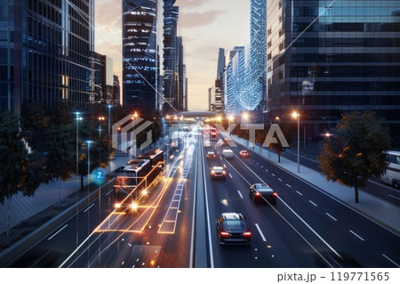 Technology of transportation concept. Traffic control systems. Neural network ai generated art Technology of transportation concept. Traffic control systems. Neural network ai generated art 119771565