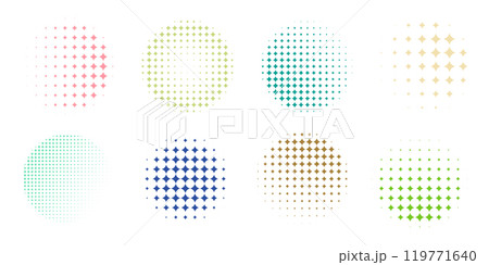 Colorful dotted pattern design featuring circles in varying shades and sizes. Vector illustration 119771640