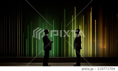 Group of Business People on Green World Economic. Neural network ai generated art 119771704