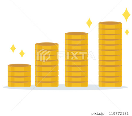 増えるお金。増加するお金のイラスト。お金が貯まる。ベクター	 119772181