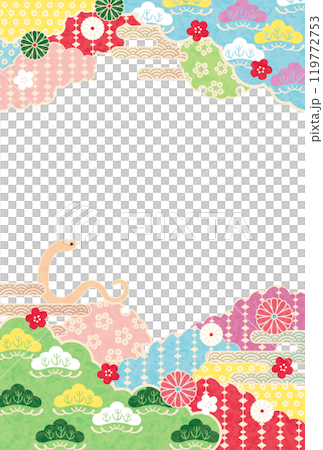 巳年-年賀状テンプレ-し3 巳年-年賀状テンプレ-し3 119772753