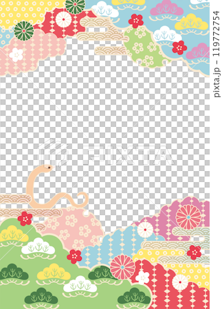 巳年-年賀状テンプレ-し3ベク 119772754