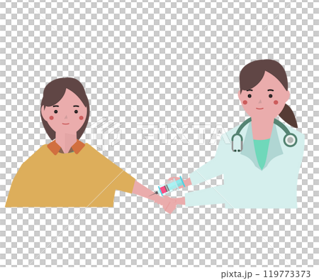 A female nurse giving an injection to a patient. Vector illustration A female nurse giving an injection to a patient. Vector illustration 119773373