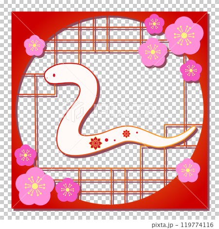 梅花白蛇日式背景素材 119774116