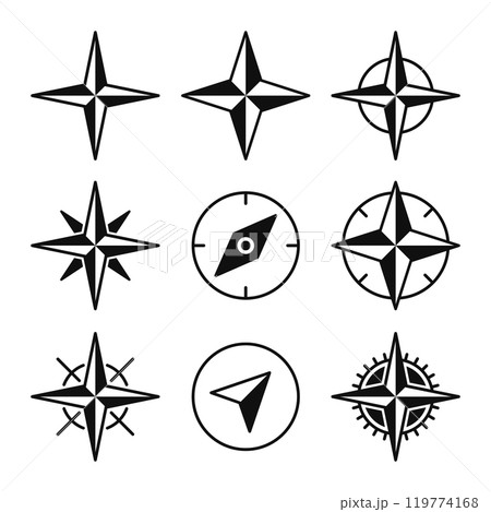 Compass. Wind Rose. Navigational Icons Set. Vector Compass. Wind Rose. Navigational Icons Set. Vector 119774168