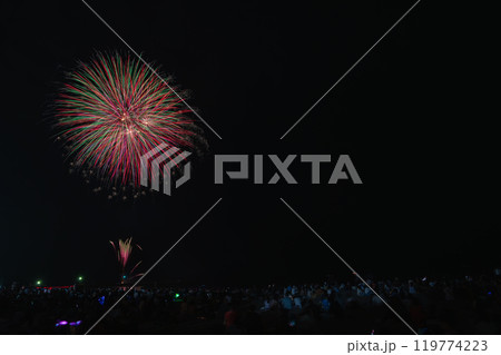 さがら海上花火大会 さがらサンビーチの夜空に打ち上がる大輪の花火 静岡県牧之原市 119774223