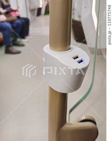USB charging in public transport, close up. 119775748