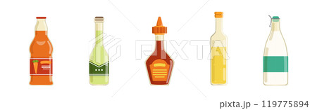 Different Liquid in Bottle as Market Product Vector Set 119775894