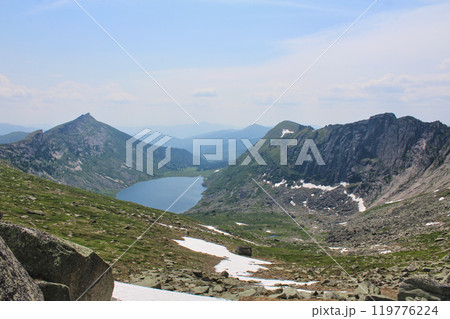 Mountain lake Zolotarnoye in Ergaki nature park 119776224