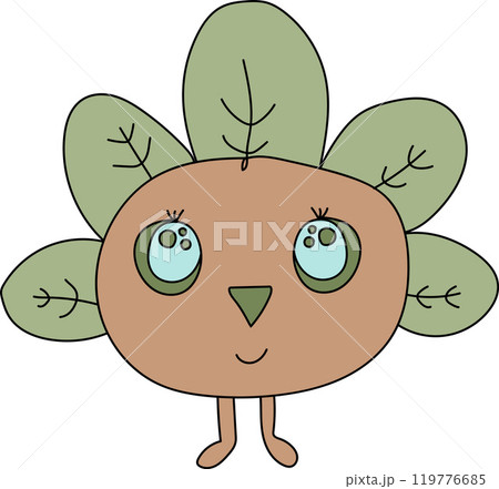 Funny plant leaf. Cartoon vector illustration. Funny plant leaf. Cartoon vector illustration. 119776685