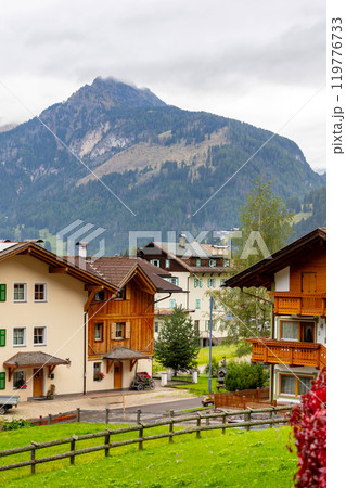 summer in Fassa valley and Canazei village, Italy 119776733