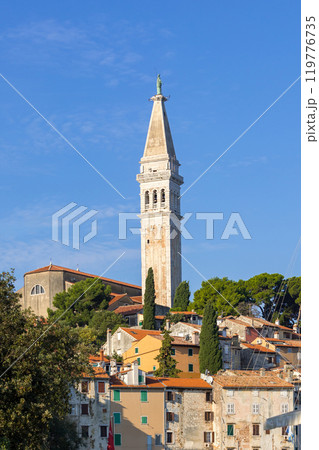 Rovinj, Croatia old town, church bell tower 119776735