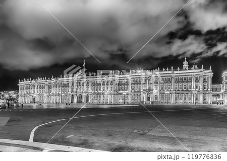 Facade of the Winter Palace, Hermitage Museum, St. Petersburg, Russia 119776836
