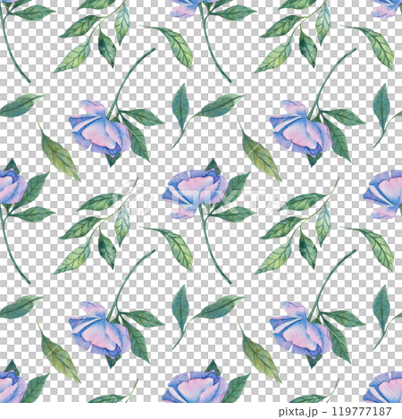 Elegant watercolor seamless pattern with hand drawn purple flowers and green leaves. Perfect for wedding invitations, textile prints, wallpaper, and decor. Beautiful floral art for stylish designs Elegant watercolor seamless pattern with hand drawn purple flowers and green leaves. Perfect for wedding invitations, textile prints, wallpaper, and decor. Beautiful floral art for stylish designs 119777187