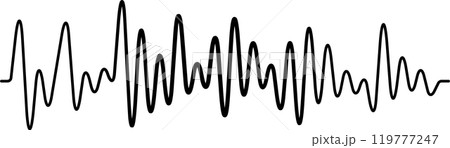 Black sound wave vibrates on a white background, ideal for music, sound, and tech projects Black sound wave vibrates on a white background, ideal for music, sound, and tech projects 119777247