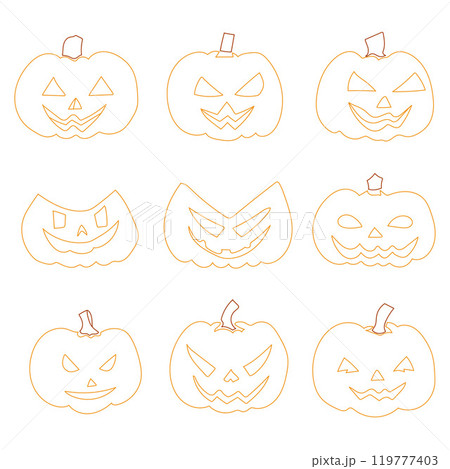 Set of pumpkins. Vector illustration. 119777403
