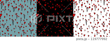 Seamless heart background. Happy Valentine's Day. hand drawn. Not AI, Vector illustration 119777992