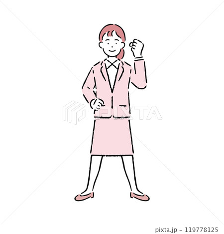 ガッツポーズをするスーツを着た女性 ガッツポーズをするスーツを着た女性 119778125