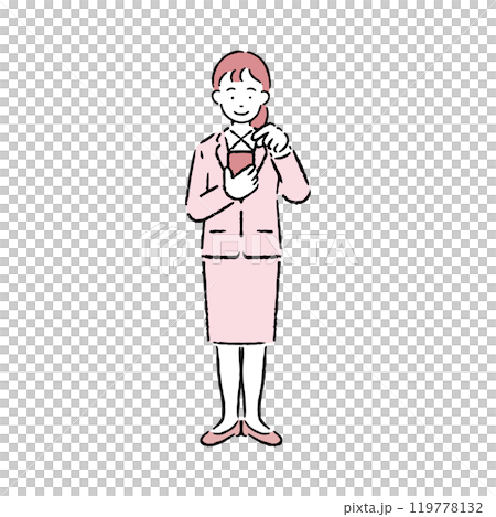 A woman in a suit operating a smartphone 119778132