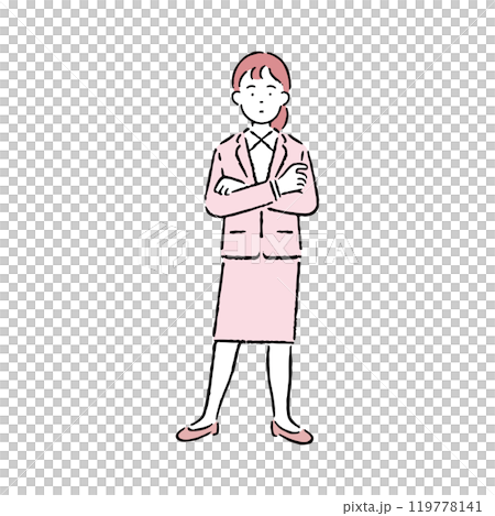 A woman in a suit thinking 119778141