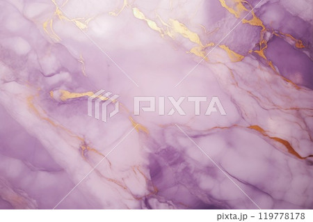 抽象背景。淡い紫と金色の大理石風の壁の表面。AI生成画像 119778178