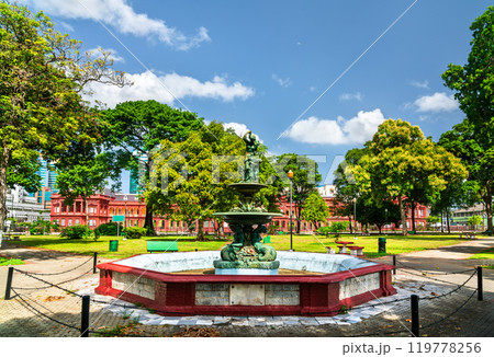 Fountain and Parliament Building at Woodford Square in Port of Spain, Trinidad and Tobago Fountain and Parliament Building at Woodford Square in Port of Spain, Trinidad and Tobago 119778256