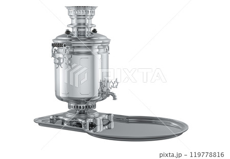 Samovar on a tray, 3D rendering 119778816