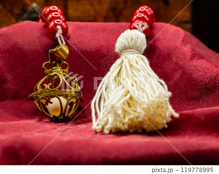 Pomander or Pomme D'Ambre Exhibition, Medieval Scented Ambergris Object Pomander or Pomme D'Ambre Exhibition, Medieval Scented Ambergris Object 119778995