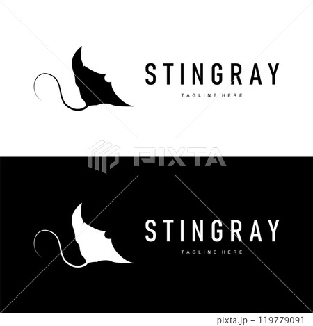 stingray logo design open sea animal with simple silhouette template concept 119779091