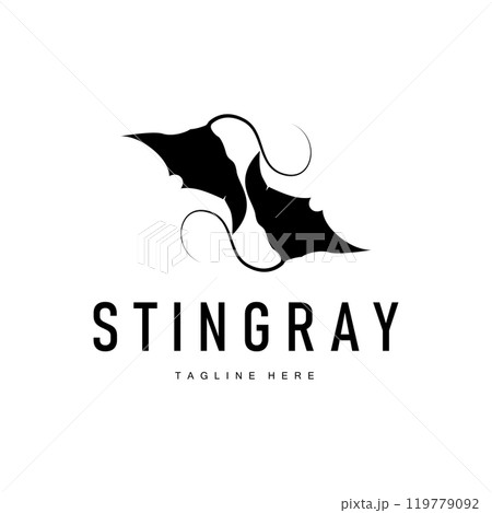 stingray logo design open sea animal with simple silhouette template concept 119779092