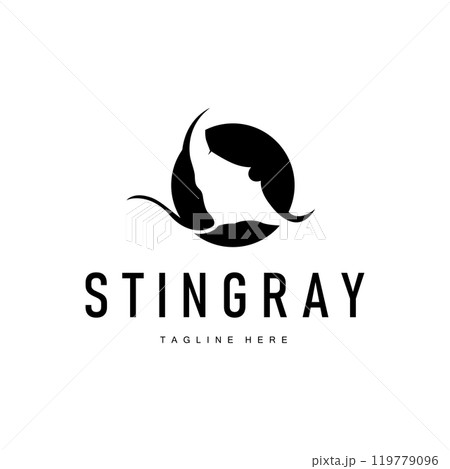 stingray logo design open sea animal with simple silhouette template concept 119779096