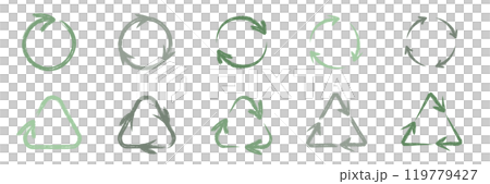 Hand drawn recycling symbols set 119779427