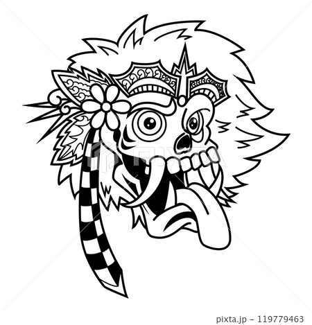 tattoo style black and white illustration of a skull art. Hand drawn skull tattoo. line drawing coloring book vector. tattoo style black and white illustration of a skull art. Hand drawn skull tattoo. line drawing coloring book vector. 119779463