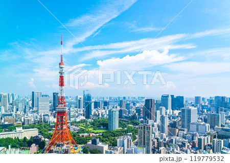 【東京都】麻布台ヒルズの目の前に見える東京タワー 119779532