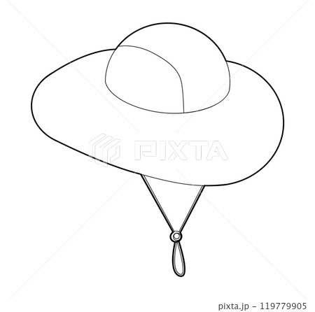 Garden Bucket Hat. Summer Head Fashion accessory cap with wide brim clothing technical illustration. Vector headgear 119779905