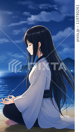 瞑想する少女 119780261