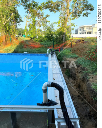 Swimming pool will be constructed in backyard of near it house ground 119780348