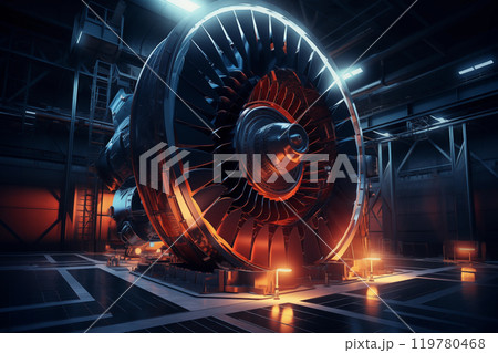Performing repairs and maintenance on gas turbines used to pump gas through pipelines AI Generation 119780468