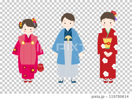 七五山和服兒童女孩男孩兒童穿著和服 119780614