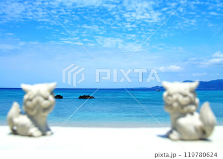 沖縄の青い海とシーサー 沖縄の青い海とシーサー 119780624